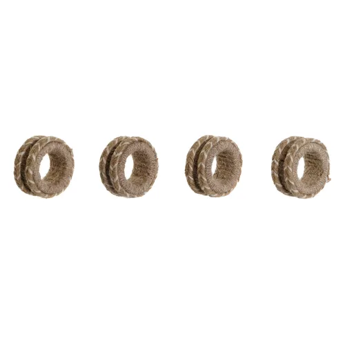 Vista 2 de Anillo servilletero DKD Home Decor Natural Yute Madera de mango 6 x 3 x 6 cm 4 Piezas