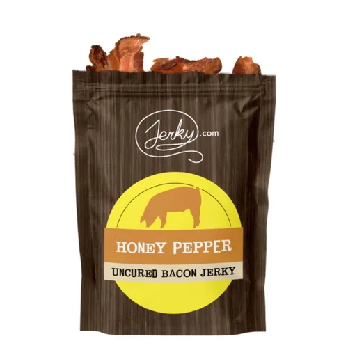 Vista 6 de Barbecue Bacon Jerky - Hecho con tocino real - mundialmente famoso, cecina de tocino en lotes pequeños - Bolsa de 1.75 onzas