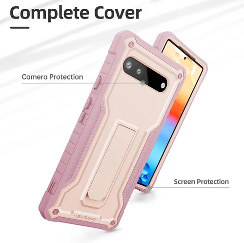 Vista 3 de ExoGuard Funda para Google Pixel 6A, funda de goma a prueba de golpes de cuerpo completo viene con un protector de pantalla de vidrio templado