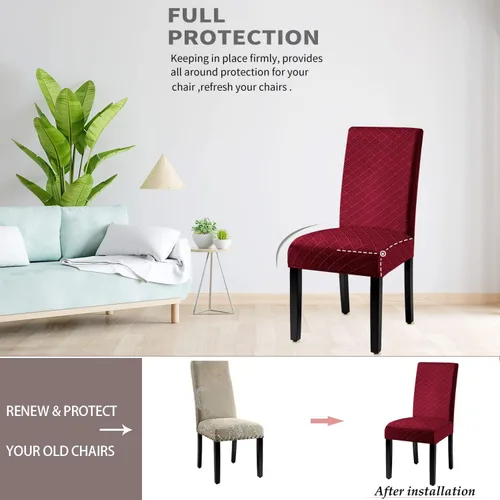 Vista 4 de Funda impermeable para silla de comedor, tela de elastano, funda elástica para silla, extraíble y lavable, de jacquard Parsons