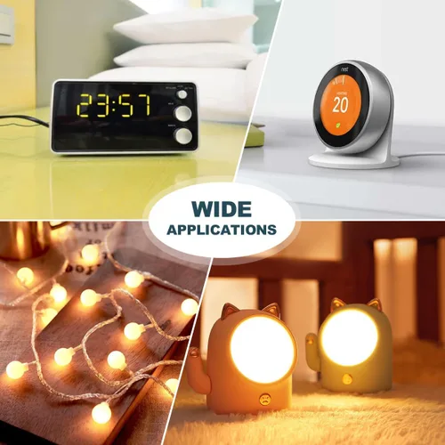 Vista 5 de Lenink - Adaptador de fuente de alimentación AC ajustable para pilas AA, de 3V a 6V, luces LED y decoraciones (Blanco)