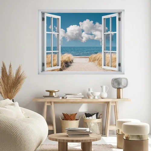 Vista 23 de SIGNWIN Adhesivo de pared removible/mural de pared para ventana, vegetación exuberante y árboles iluminados por el sol, fotografía, realismo