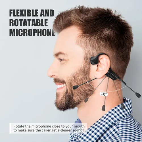 Vista 2 de Audífonos Bluetooth con micrófono, auriculares de diadema con micrófono, audífonos con cancelación de ruido y conexión multipunto Bluetooth 5.0