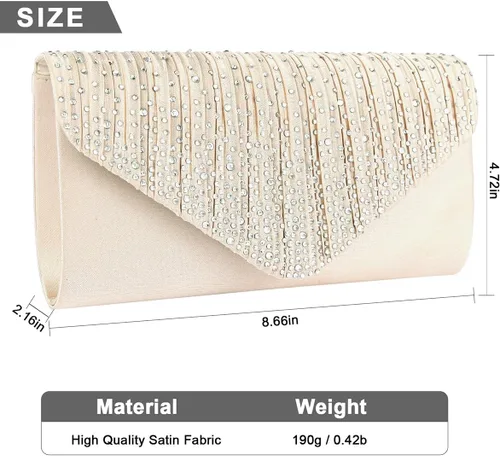 Vista 6 de Bolsos de mano BBjinronjy para mujer, bolso formal con diamantes de imitación para noche, bolsos de mano para boda, fiesta, cóctel, graduación, cena