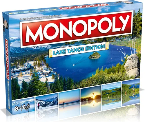 Vista 2 de Monopoly Lake Tahoe Edition - Juego familiar para mayores de 8 años, 2 a 6 jugadores, diversión para adultos y niños, ideal para noche