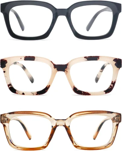Vista 9 de Oprah Style - Lentes de lectura para hombres y mujeres, cuadrados, con bloqueo de luz azul, lector de computadora 3 Mezcla