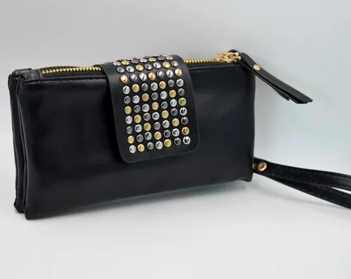 Vista 5 de Goodbag Boutique Fashion - Bolso de mano para mujer, estilo casual, piel sintética, remache de noche, cierre de cremallera, para mujer
