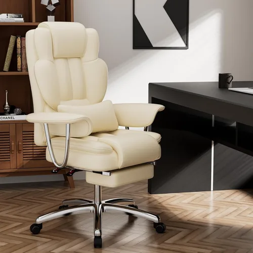 Vista 8 de Big and Tall Executive Office Chair with Adjustable Footrest PU Leather Reclining Computer Chair Ergonomic High Back Swivel Heavy Duty for Home