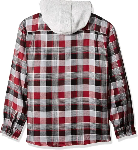 Vista 2 de Wrangler Authentics - Chaqueta estilo camisa, de franela, acolchada, con capucha, para hombre, de manga larga