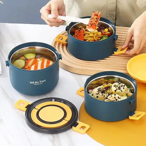 Vista 5 de Topyond Termo para comida caliente, caja Bento apilable, caja de almuerzo de acero inoxidable, contenedor de alimentos aislado de 74.4 fl oz con 3