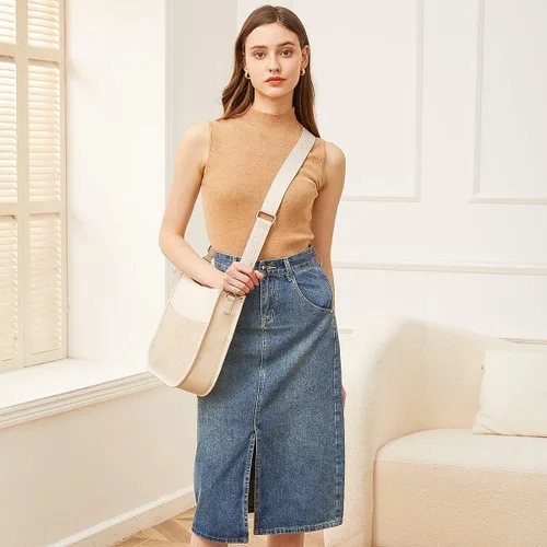 Vista 6 de Jackie&Jill Bolsos cruzados para mujer, bolsos de hombro de corcho mediano y cuero vegano, bolsos de hombro casuales con múltiples bolsillos