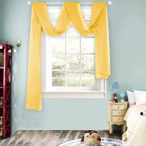 Vista 18 de HUTO Cenefa de gasa suave para ventana, color beige, para habitación de niñas, toldo de cama, 1 panel de 52 x 144 pulgadas de largo