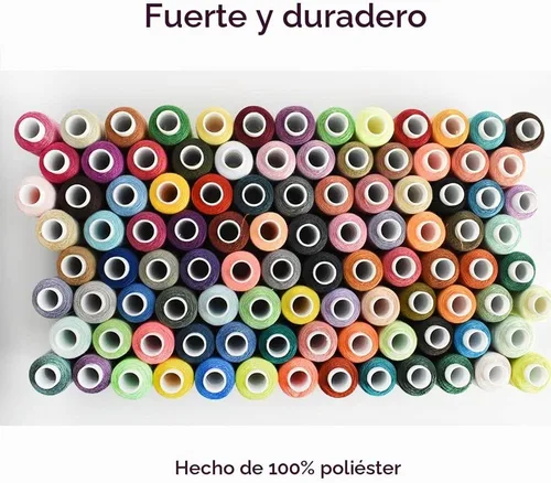 Vista 4 de Kits de hilos de coser, multiusos, 100 carretes de colores, hilo de poliéster, hilo de acolchado, surtido para bordar a máquina a mano 100