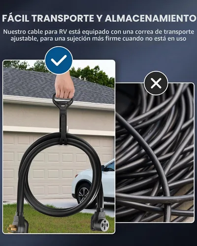 Vista 5 de DEWENWILS Cable de extensión EV RV de 50 amperios, 10 pies, NEMA 14-50P a 14-50R 6/3+8/1 cable de cobre, cable de alimentación EV resistente de Negro