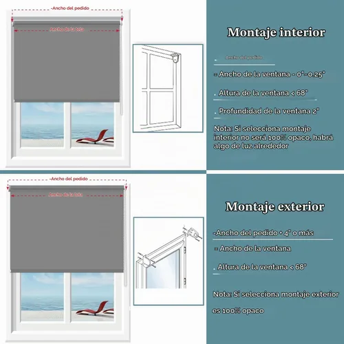 Vista 4 de NUTRO CHILL Persiana Opaca, Persianas Enrollables para Ventana con Aislamiento Térmico, Protección UV en Tela para Hogar y Oficina, Fácil de Instalar