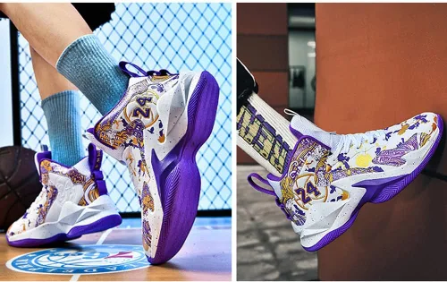 Vista 2 de FAZITIAO Zapatos de baloncesto para hombre, zapatillas de deporte impresas a