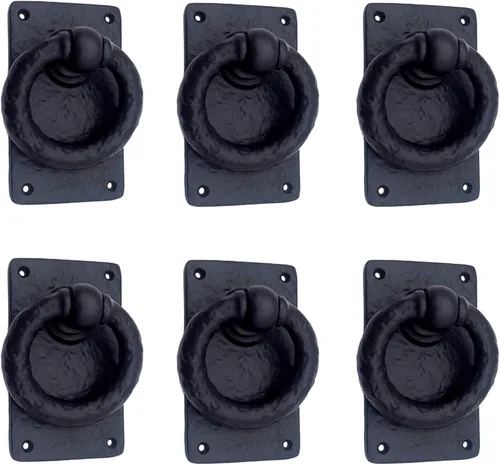 Vista 11 de Adonai Hardware Anillo de hierro fundido antiguo Adonikam de 3 pulgadas (suministrado como 2 piezas por paquete) - Negro mate