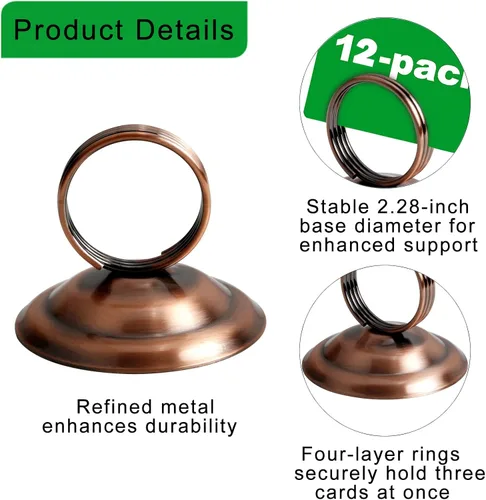 Vista 2 de Soporte para números de mesa, soportes para fotos, soporte para tarjetas de lugar, clip de anillo, soporte de menú para tarjetas de menú para boda