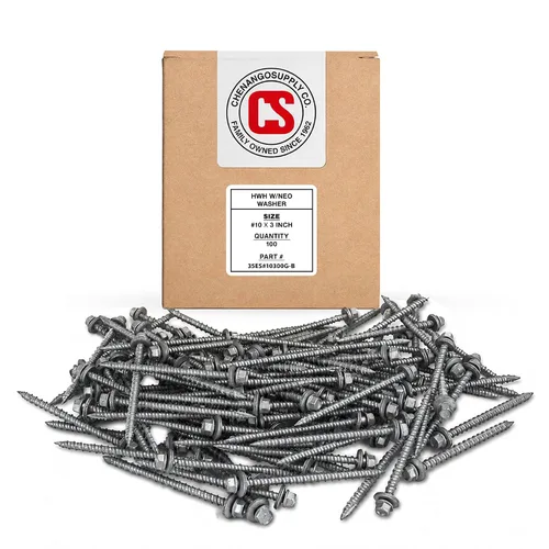 Vista 10 de Chenango Supply Tornillos de techo de metal con cabeza hexagonal #9 x 1