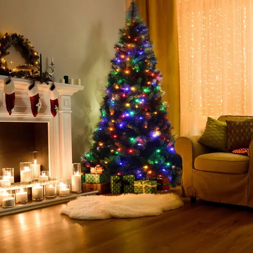 Vista 7 de Dazzle Bright - Luces de árbol de Navidad, 448 luces LED en cascada con control remoto y 8 modos de iluminación, 2.5 m X 16 líneas de luces