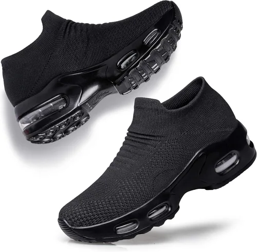 Vista 2 de Raoendis Zapatos de caminar para mujer Zapatos deportivos tipo calcetín para uso diario casual, zapatos cómodos de trabajo de enfermería