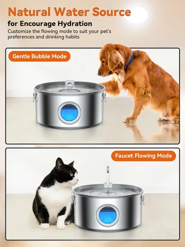 Vista 8 de Fuente de agua para perros grandes, fuente de agua de acero inoxidable de 3.2 galones/406 oz/12 L, dispensador de agua silencioso para perros