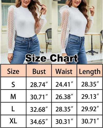 Vista 4 de WAYMAKER Body de manga larga con cuello de tortuga falso, de lunares, de malla transparente, para mujer