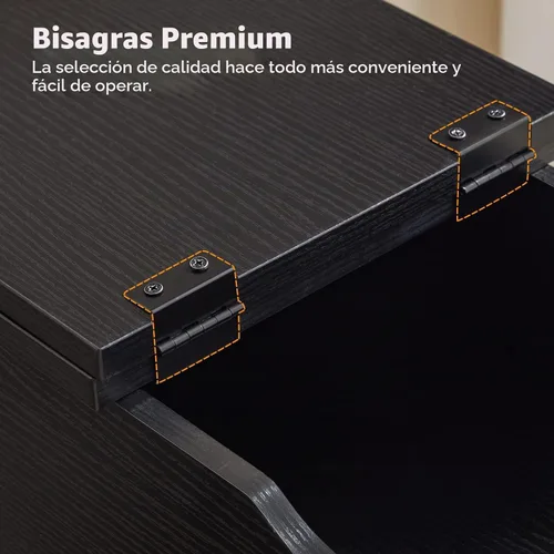Vista 8 de HOOBRO - Mesa auxiliar lateral, mesa de centro abatible con estación de carga y estantes, puertos USB y tomas de corriente, mesita de noche estrecha