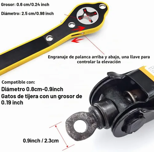 Vista 2 de Llave de trinquete para gato de coche, mango de ahorro de trabajo