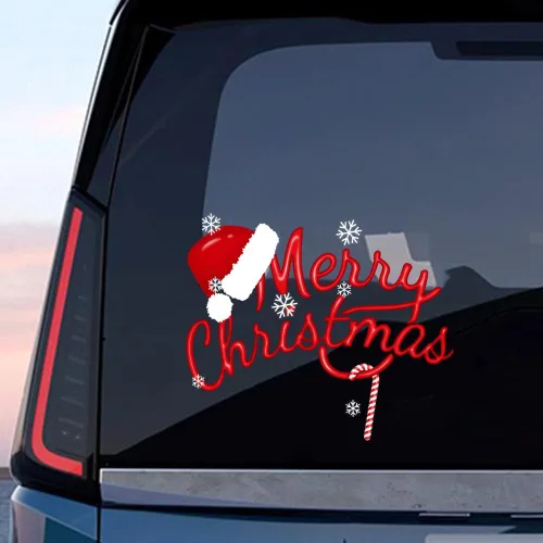 Vista 35 de Pegatina Navideña de Papá Noel Asomado, Lindas Pegatinas de Venado y Muñeco de Nieve para Ventana, Adhesivos para Parachoques de Coche, Adornos