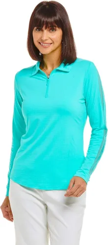 Vista 6 de IBKUL - Polo de manga larga para mujer con protección solar UPF 50 panel exterior de malla 86000 sandía