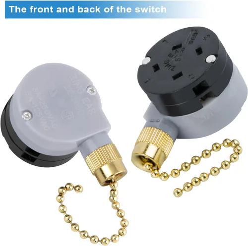 Vista 3 de Interruptor de ventilador de techo Zing Ear ZE-208D Control de 3 velocidades 5-8 Cable Pull Chain Switch Accesorios Ventiladores Pieza de repuesto