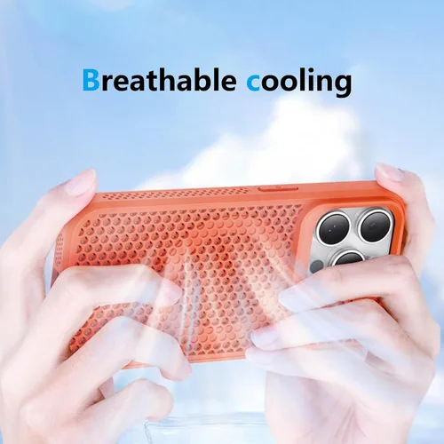 Vista 5 de Funda protectora para iPhone 13, compatible con MagSafe, doble capa de disipación de calor de panal de abeja, transpirable y a prueba de golpes