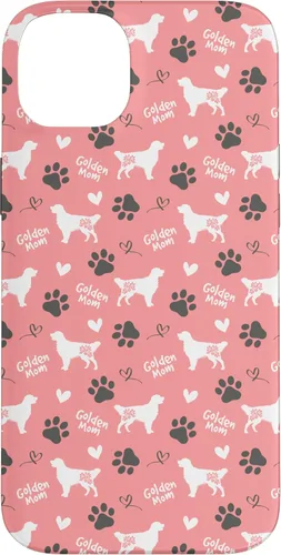 Vista 15 de Golden Retriever - Carcasa para iPhone 17, diseño de mamá y perro, diseño floral, color rosa