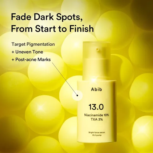 Vista 2 de Abib Bright Force Serum 13.0 Pump, 10% niacinamida + 3% TXA, 1.01 onzas líquidas, suero iluminador para tono de piel desigual, hiperpigmentación