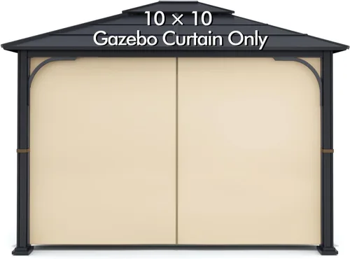 Vista 11 de Cortina Universal de Repuesto para Privacidad de Gazebo - Wonwon Panel de Privacidad con Toldo y Cierre para Gazebo al Aire Libre de 10 x 10 Pies