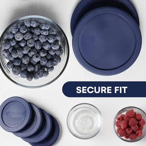 Vista 5 de Wood Grip - Tapas de repuesto compatibles con recipientes de vidrio Pyrex - Tapas duraderas a prueba de fugas - Se adapta a cuencos redondos