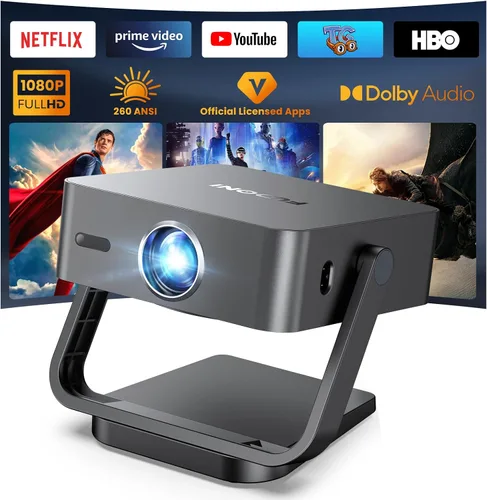 Vista 10 de 【28000 lúmenes de alta luminosidad】Proyector con WiFi 5G y Bluetooth, proyector de cine al aire libre mejorado compatible con 4K, zoom máximo