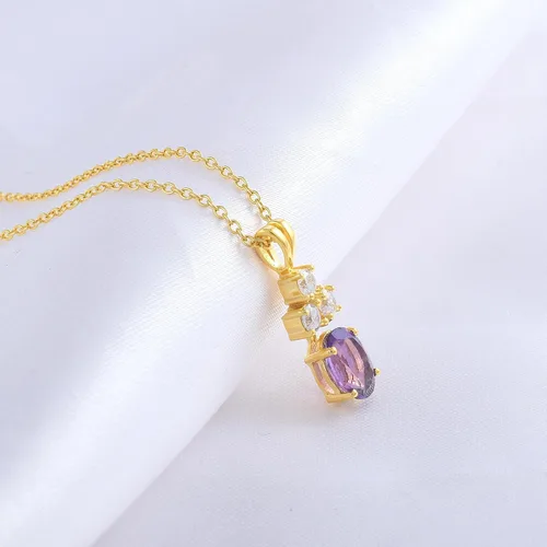 Vista 5 de Women's Necklace, Love Pendant with Birthstone Crystals, 18k Gold Plated, 18+2 inch Chain, Jewelry Gift for Wife, Mom, Sister - Birthday, Christmas