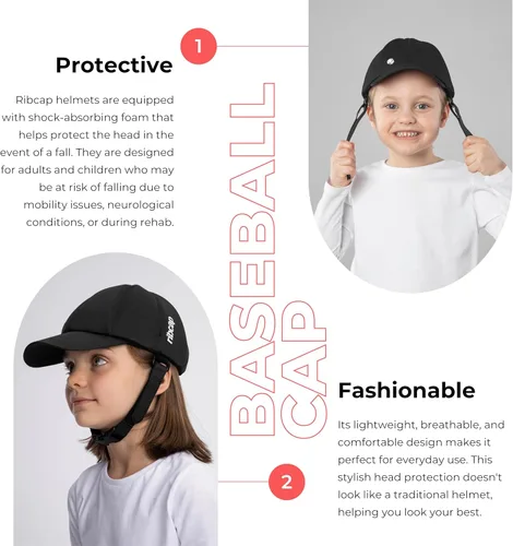 Vista 2 de Ribcap Casco médico para niños Gorra de béisbol con correa para la barbilla Casco suave para epilepsia Casco protector para convulsiones