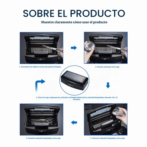 Vista 4 de Machine-Ya Bandeja de esterilización de plástico, caja de esterilización, bandeja esterilizadora de herramientas de arte de uñas, bandeja Negro