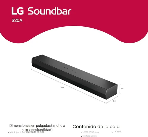 Vista 6 de LG S20A Barra de Sonido de 2.0 canales, Dolby Digital, Sinergia de TV, Interfaz Wow, DTS Digital Surround (Nuevo Modelo 2025)