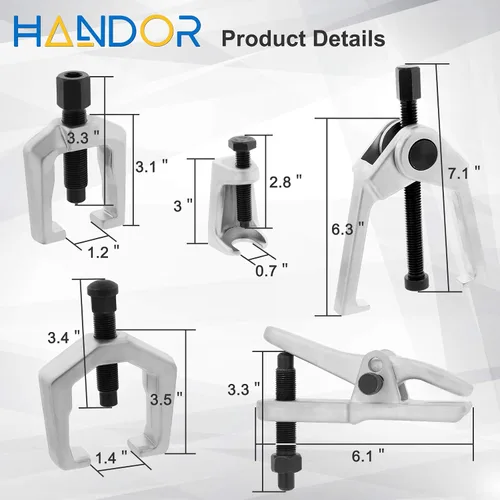 Vista 5 de Handor Separador de rótula, herramientas mecánicas 5 en 1, extractor de brazo Pitman, juego de herramientas de extracción de extremo de barra