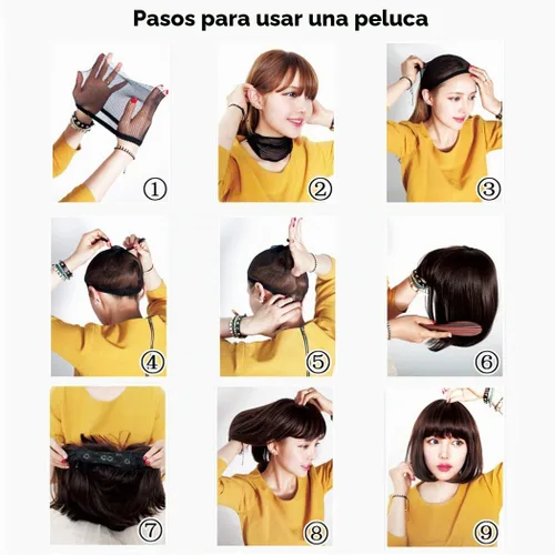 Vista 7 de ColorGround Peluca corta de anime para cosplay negro (Black Wavy)