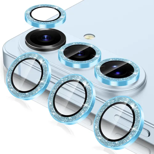 Vista 100 de Casetego Protector de lente de cámara para Galaxy Z Fold 8, [Diseño de purpurina mejorado], [Fuerte adherencia], lente de vidrio templado 9H negro