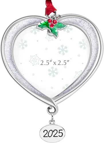 Vista 8 de Adorno de Árbol de Navidad Marco de Fotos Colgante de Metal Pendiente Festivo de 6.35 cm Adorno Decorativo de Mascotas, Primera Navidad del Bebé