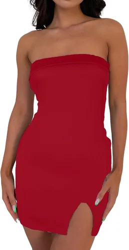 Vista 6 de Vestido de fiesta sexy para mujer, sin tirantes, ajustado, mini vestido de fiesta nocturna, vestido corto de baile, cóctel, baile