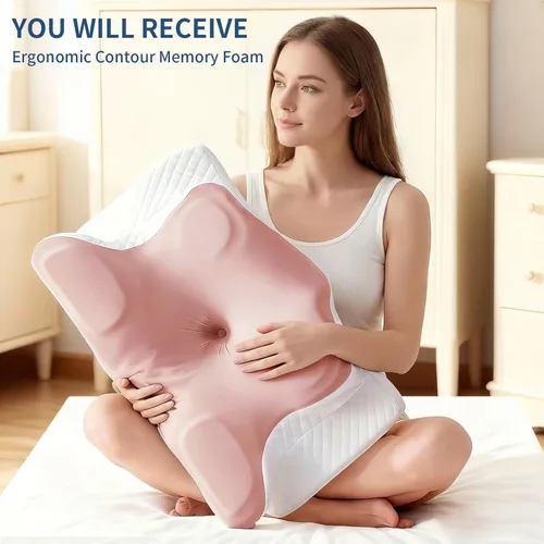 Vista 7 de Almohada cervical para aliviar el dolor, almohada cervical refrescante para dormir, almohadas ortopédicas de espuma viscoelástica de contorno