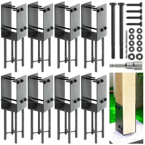 Vista 13 de 4"x4" (Real 3.5"x3.5") Soporte de poste en U de acero inoxidable, anclaje de poste para hormigón húmedo, soporte de base de poste resistente