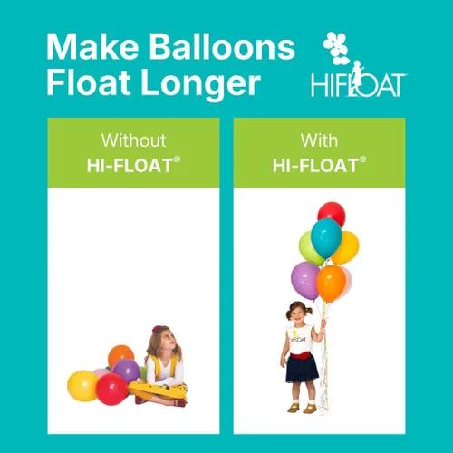 Vista 2 de Hi-Float Company Ultra Hi-Float con bomba de tratamiento para globos, 16 onzas, multicolor.